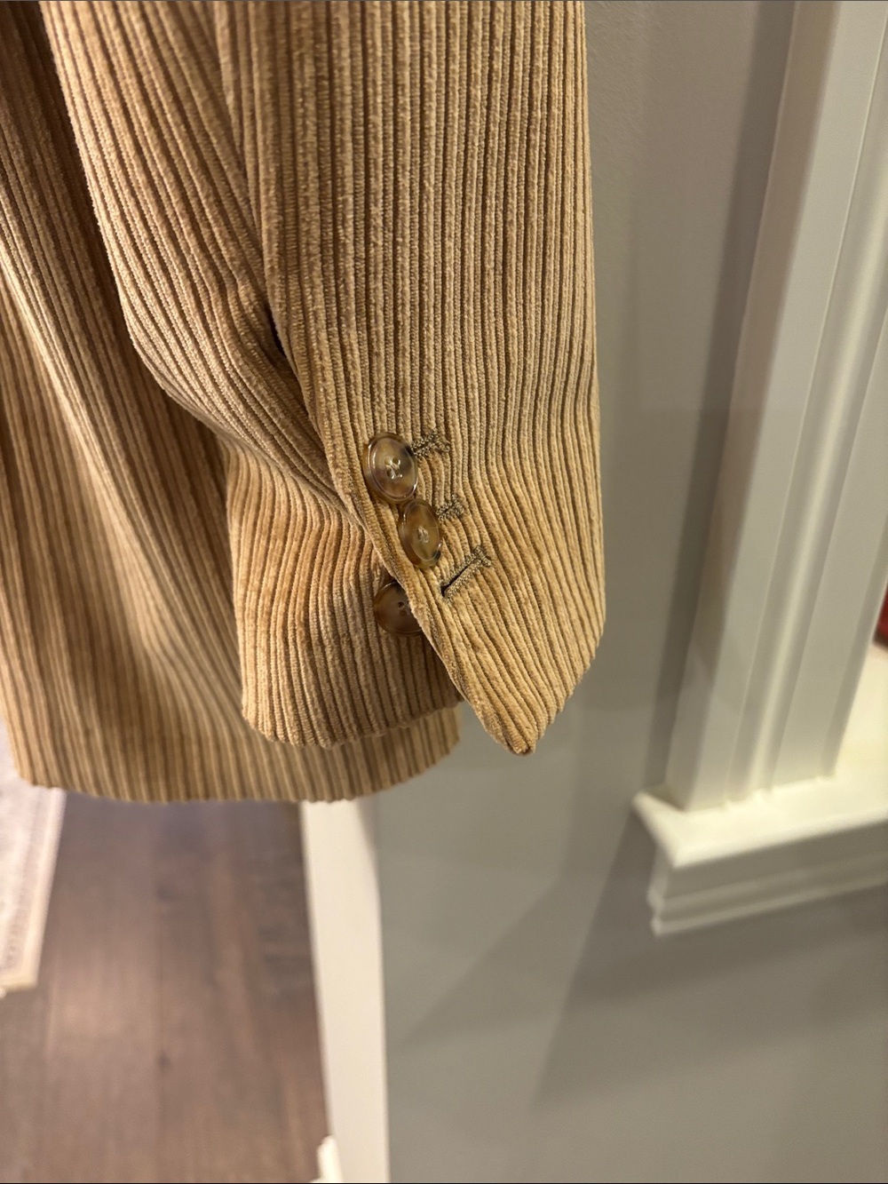 Women's Sézane Double-Breasted Corduroy Blazer Jacket in Camel - Picture 7 of 9